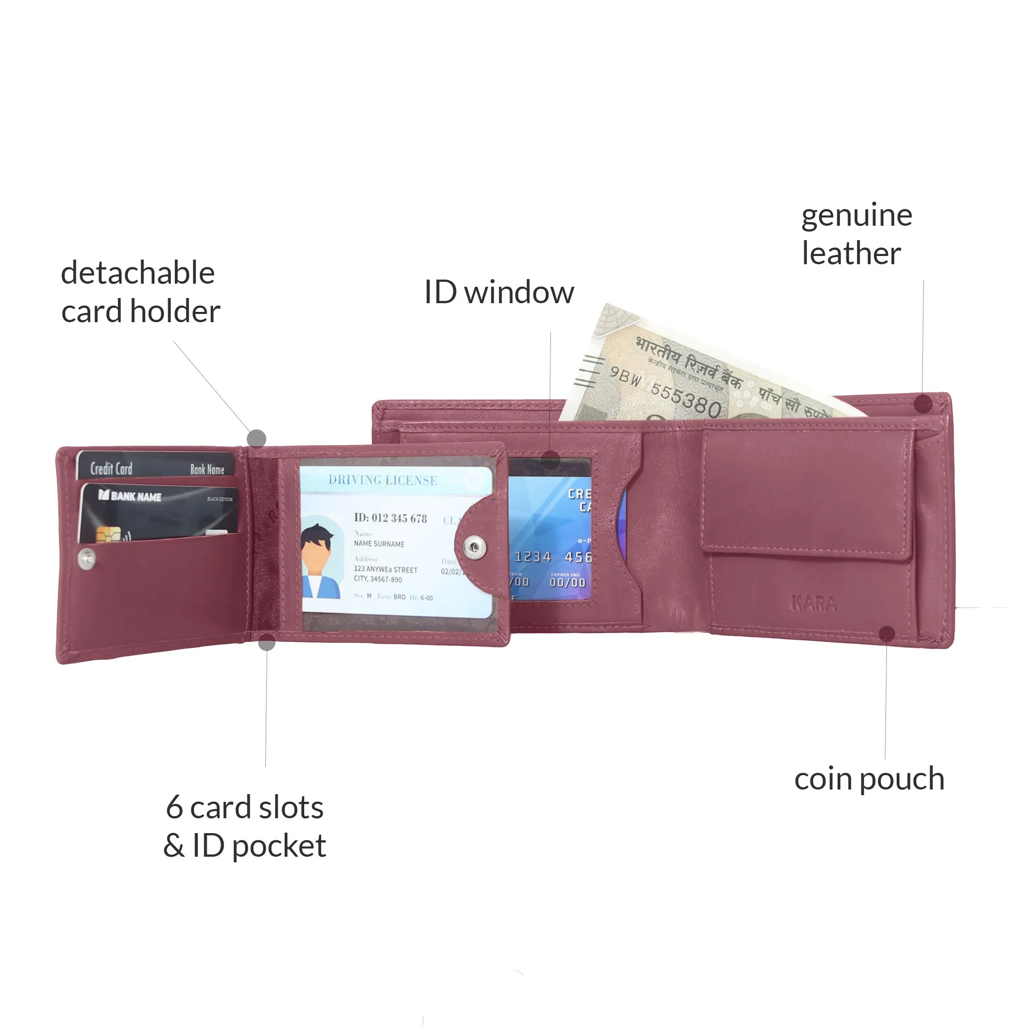 10012 Wine Bifold Wallet