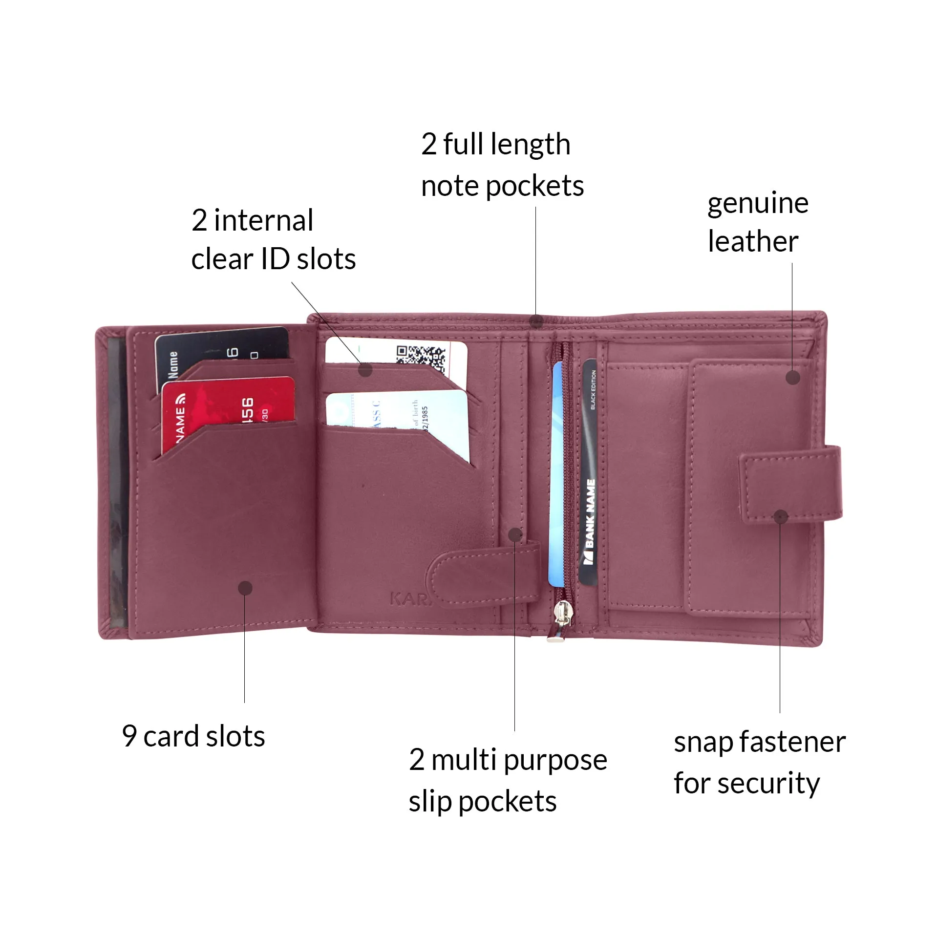 10029 Wine Leather Wallet