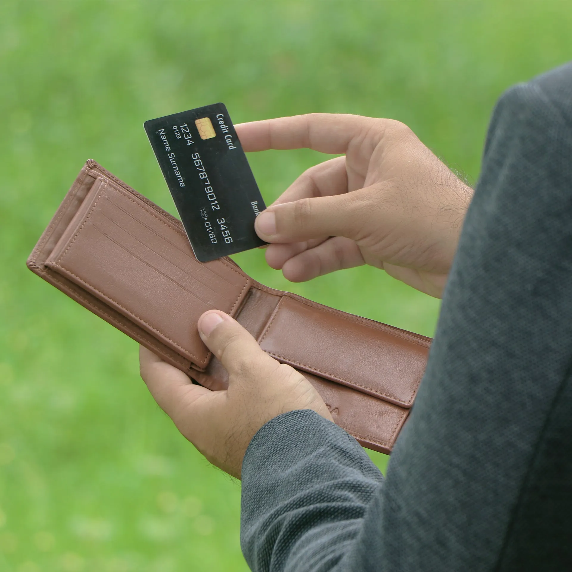 10090 Brown & Blue Bifold Wallet