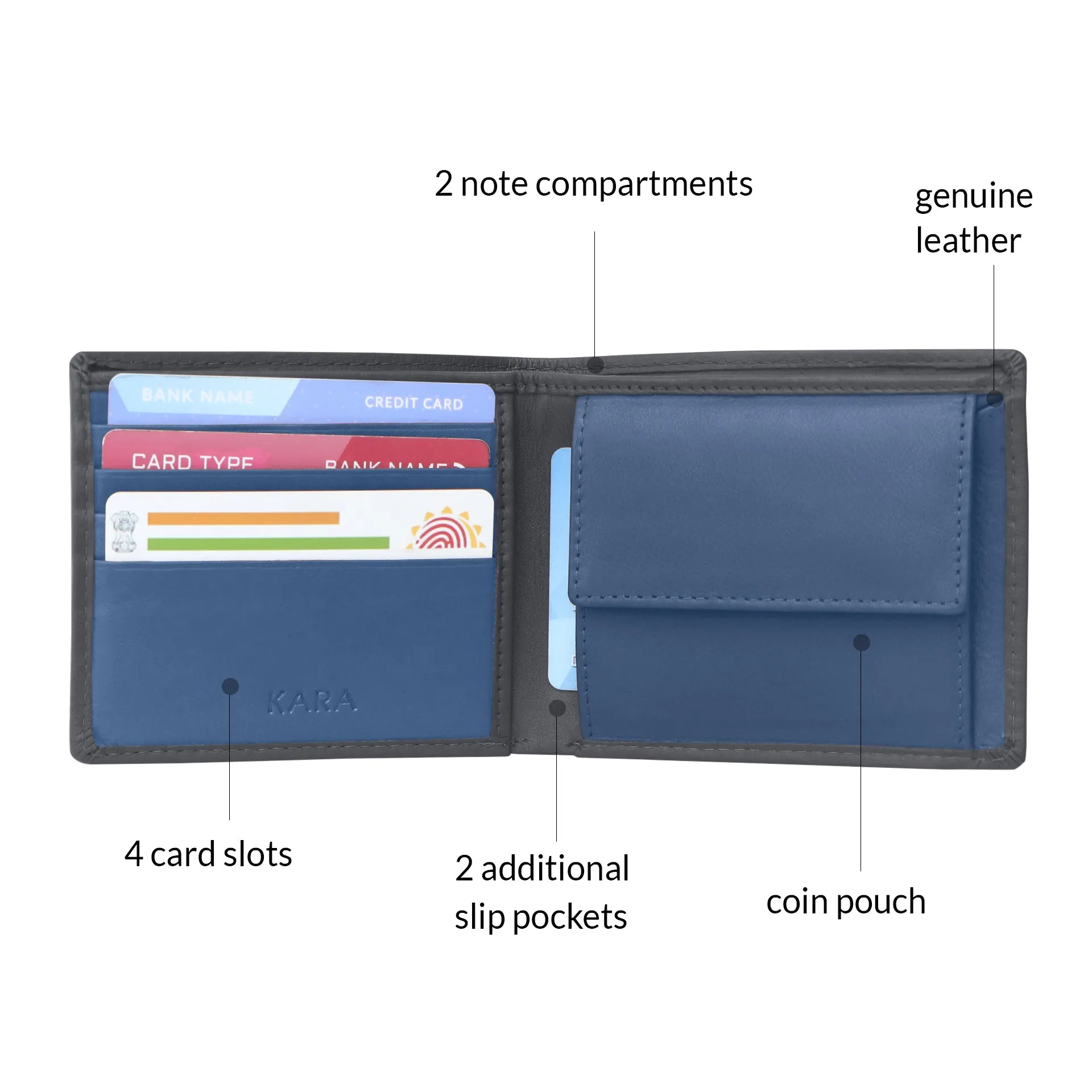 10090 Brown & Blue Bifold Wallet