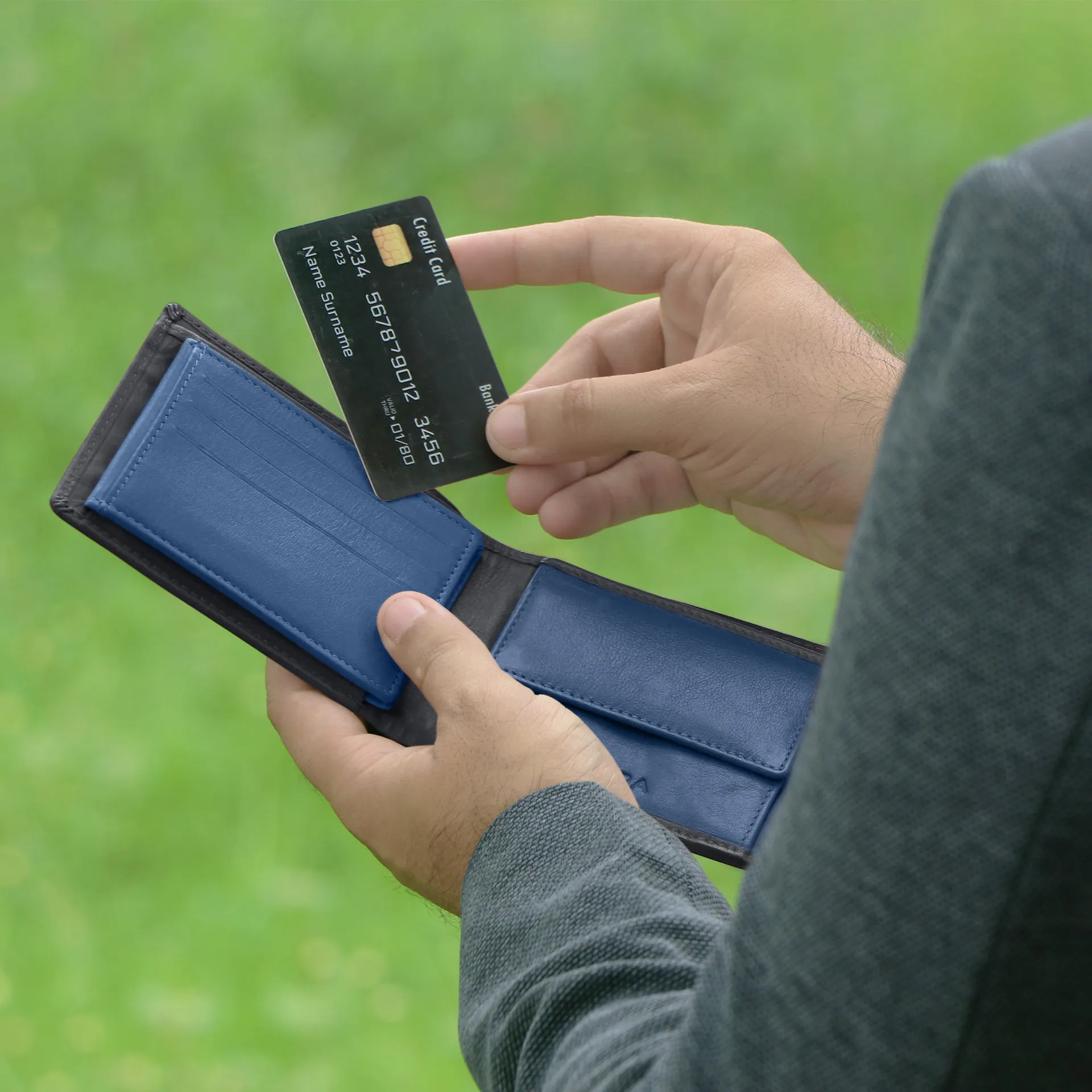 10090 Brown & Blue Bifold Wallet