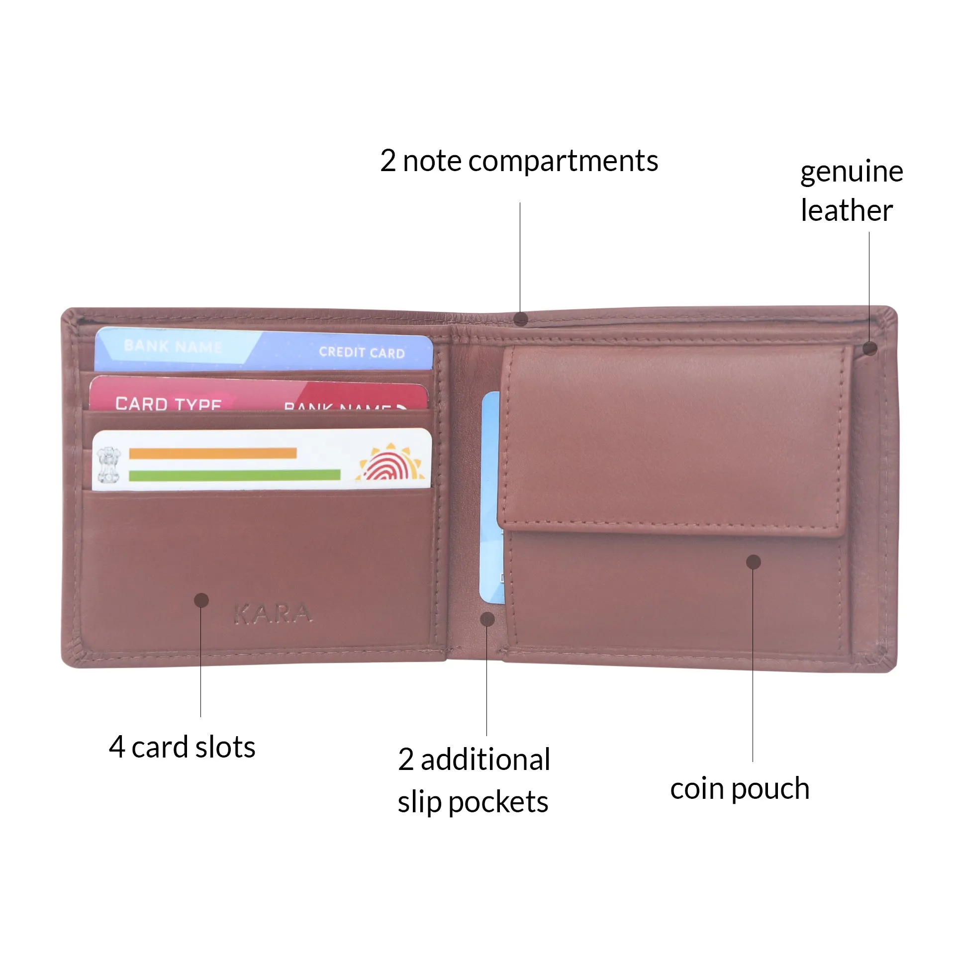 10090 Brown & Blue Bifold Wallet