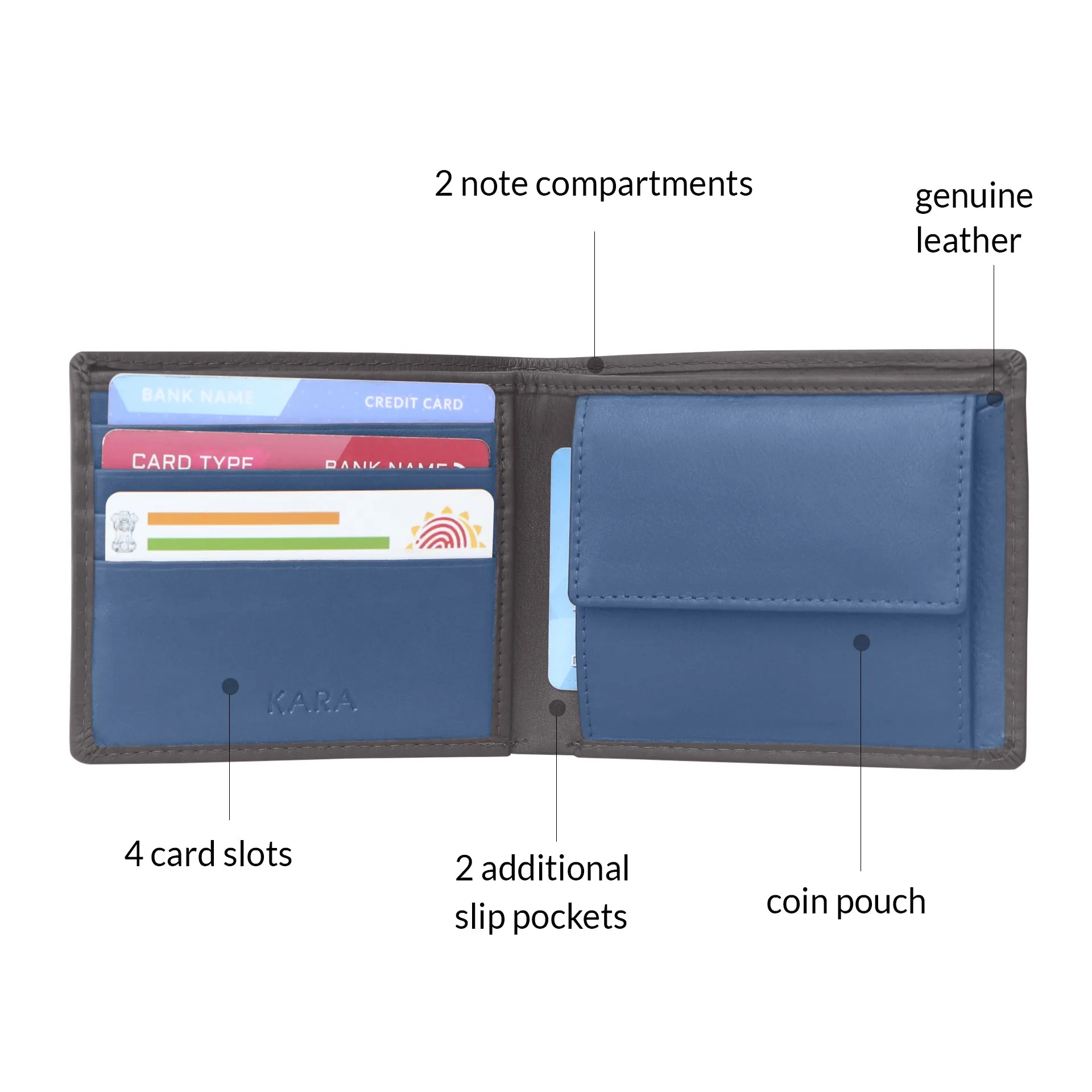 10090 Brown & Blue Bifold Wallet