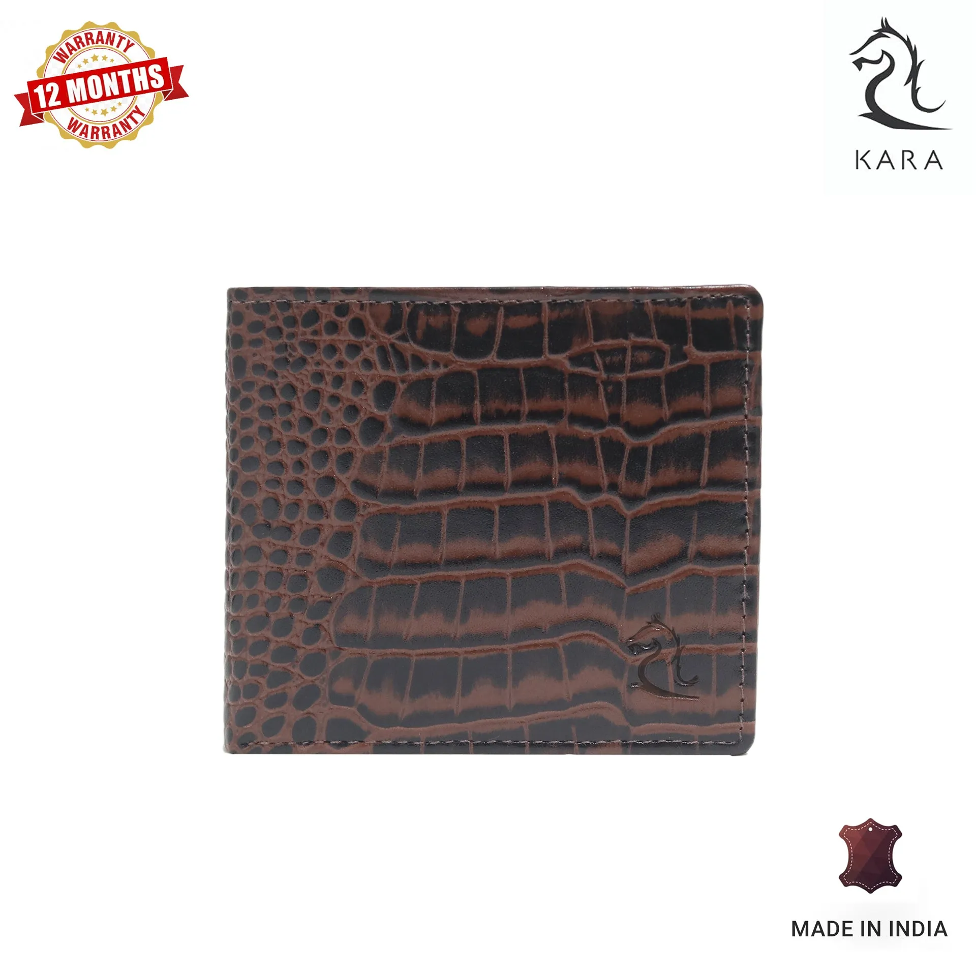 10148 Croco Brown Leather Bifold Wallet for Men