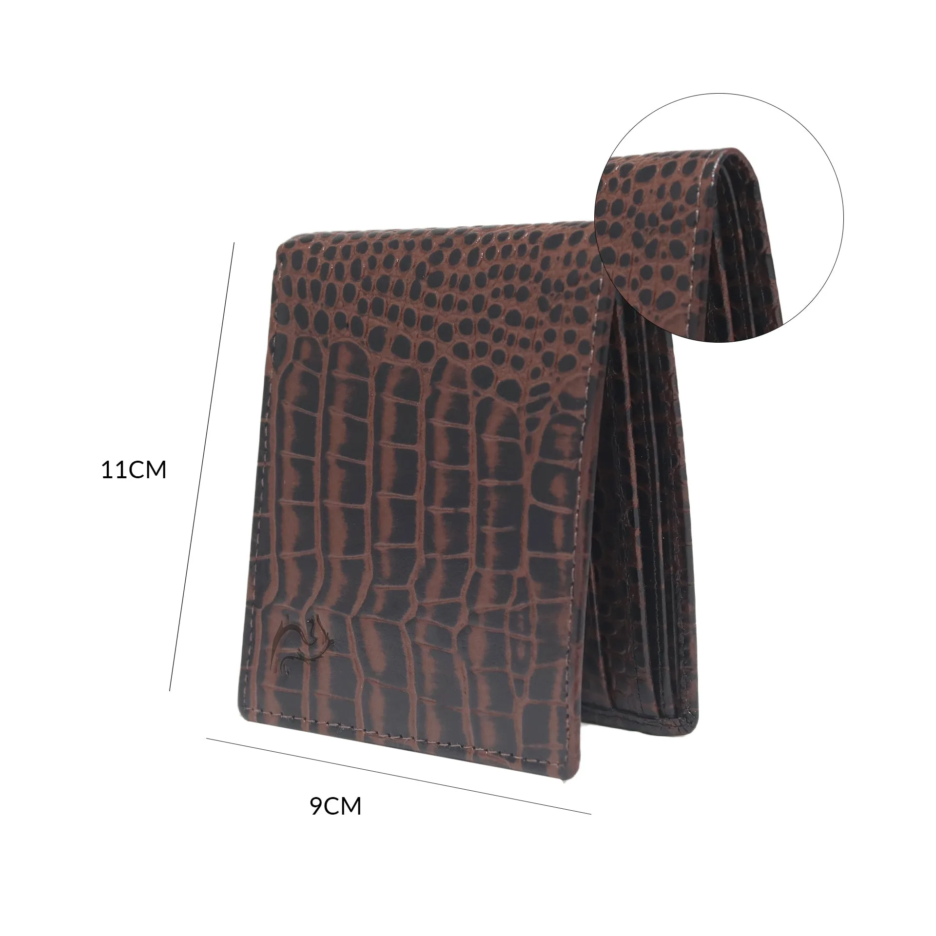 10148 Croco Brown Leather Bifold Wallet for Men