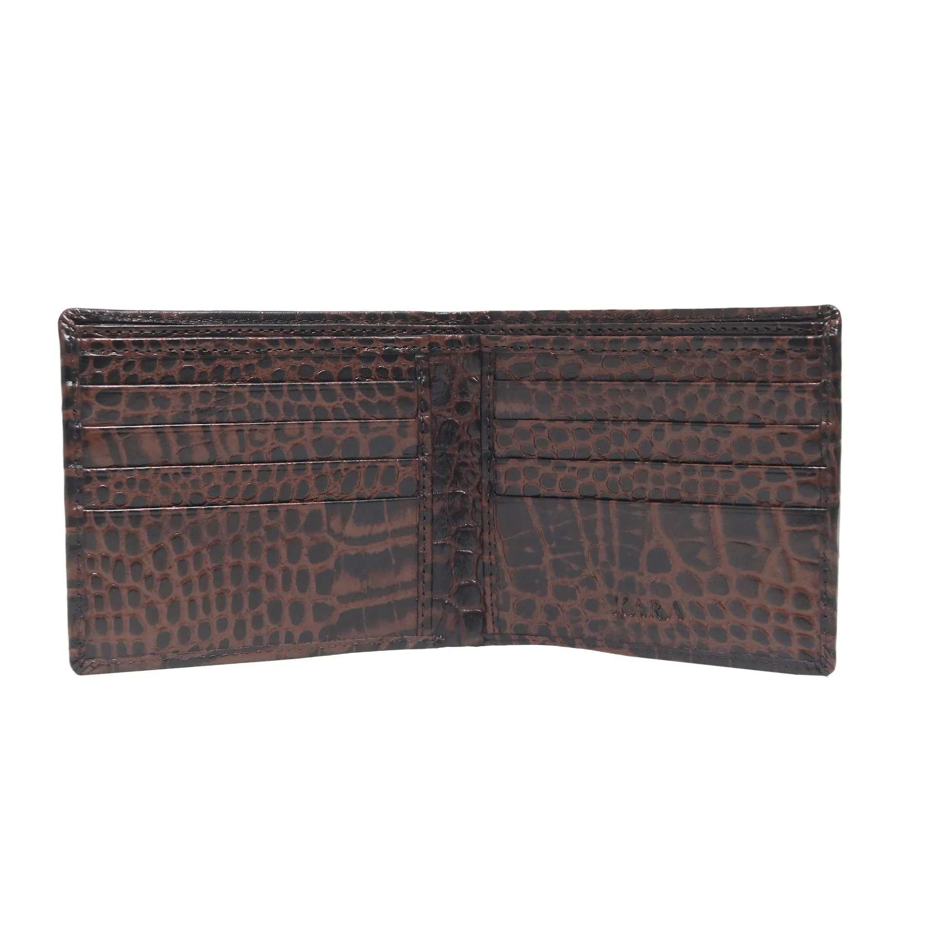 10148 Croco Brown Leather Bifold Wallet for Men
