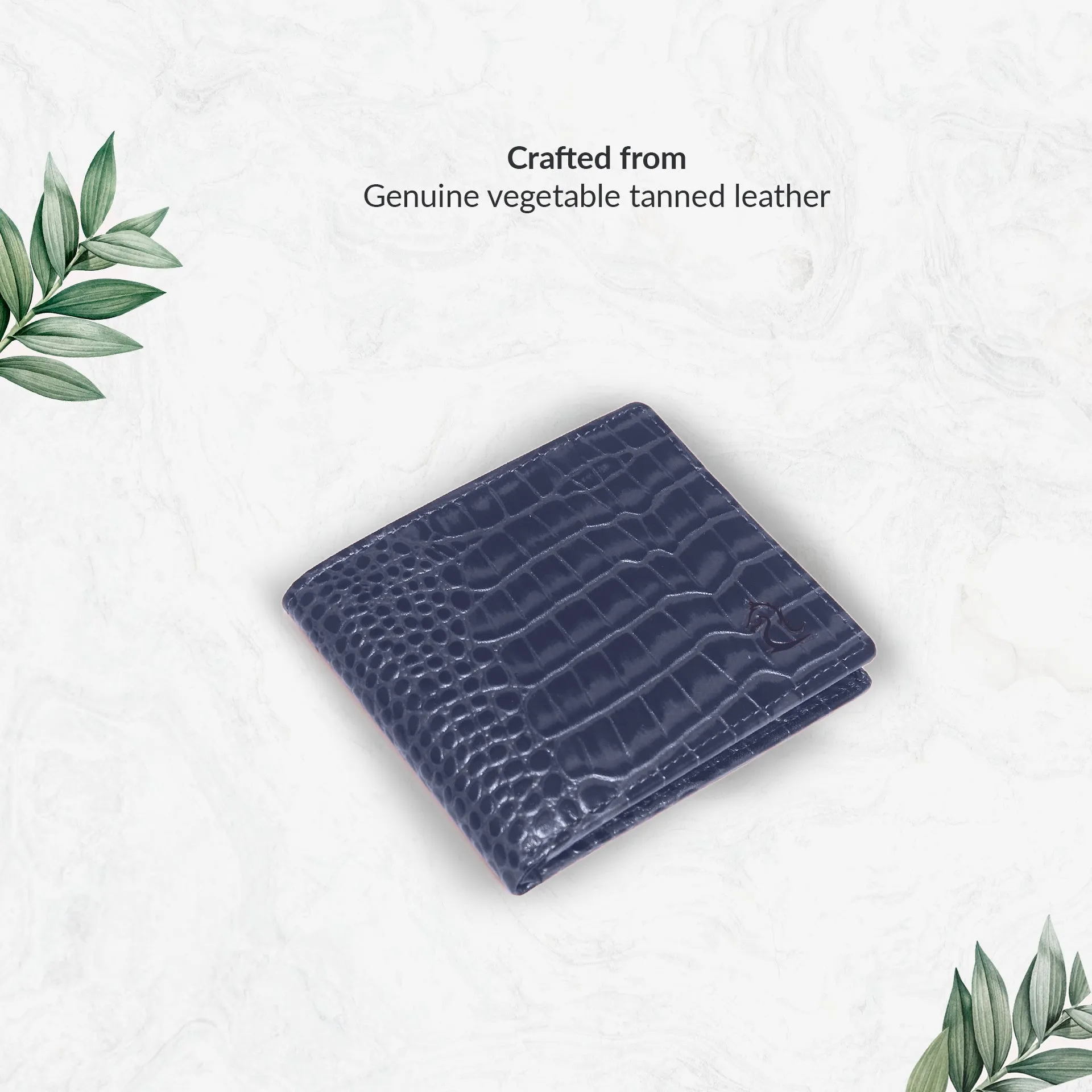 10148 Croco Brown Leather Bifold Wallet for Men