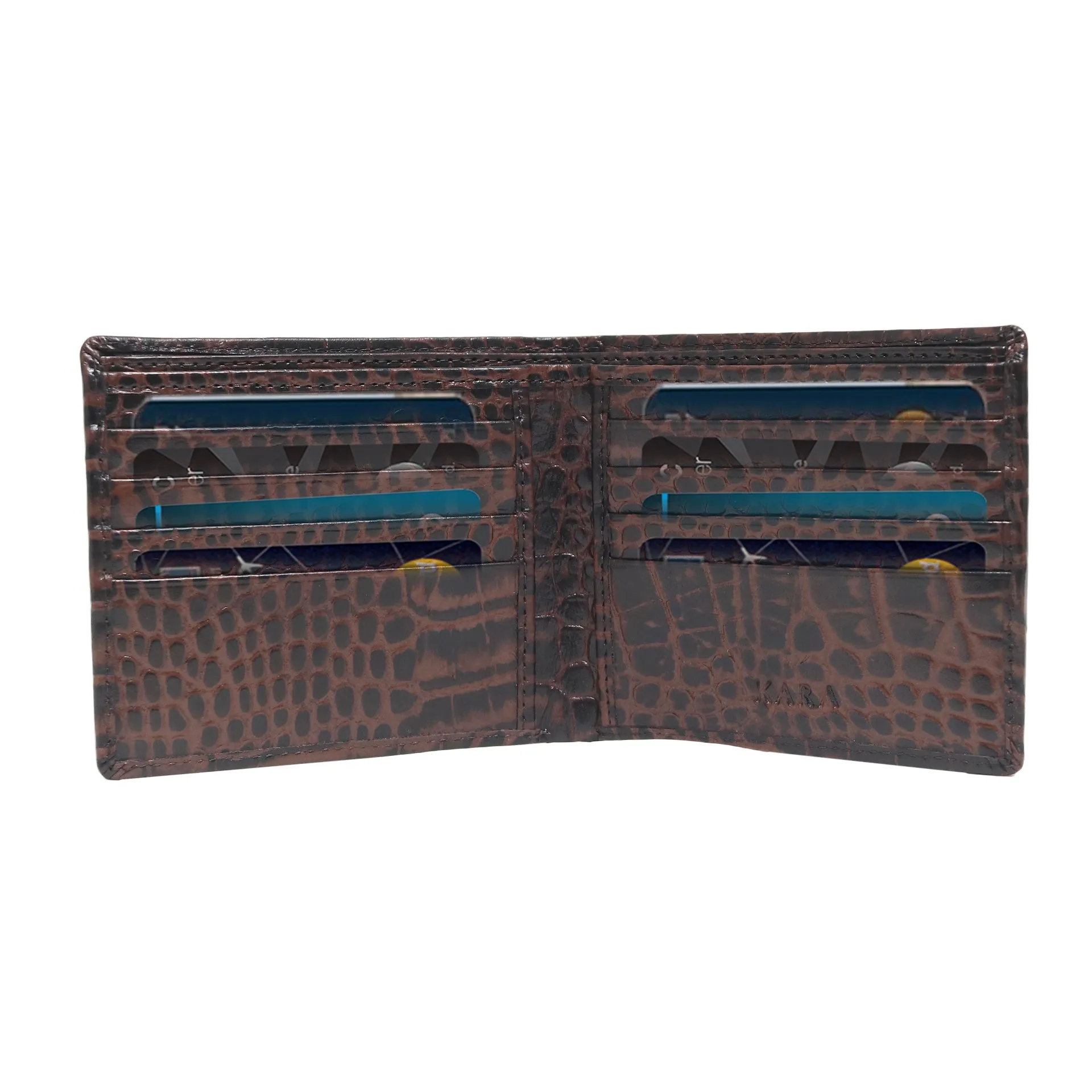 10148 Croco Brown Leather Bifold Wallet for Men