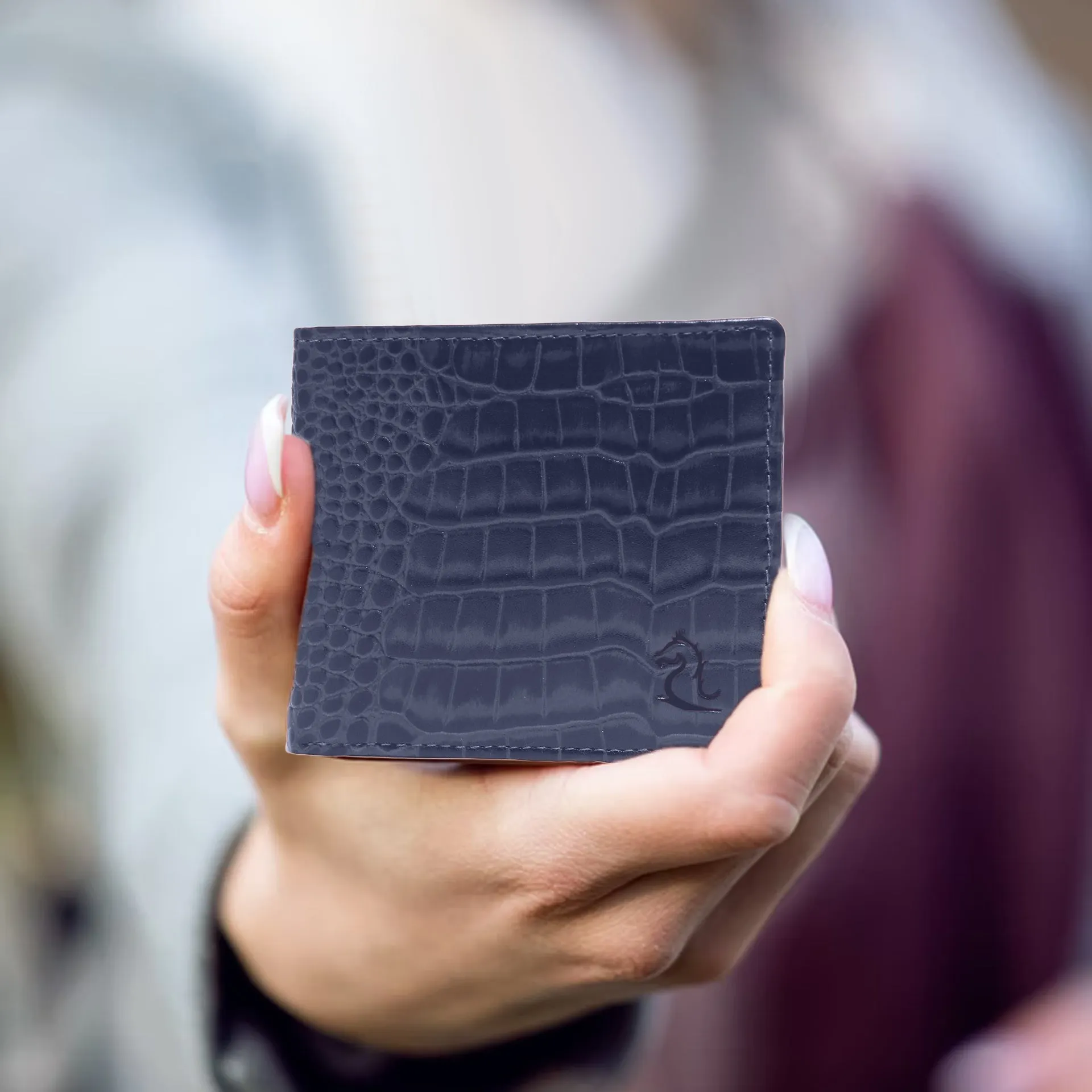 10148 Croco Brown Leather Bifold Wallet for Men