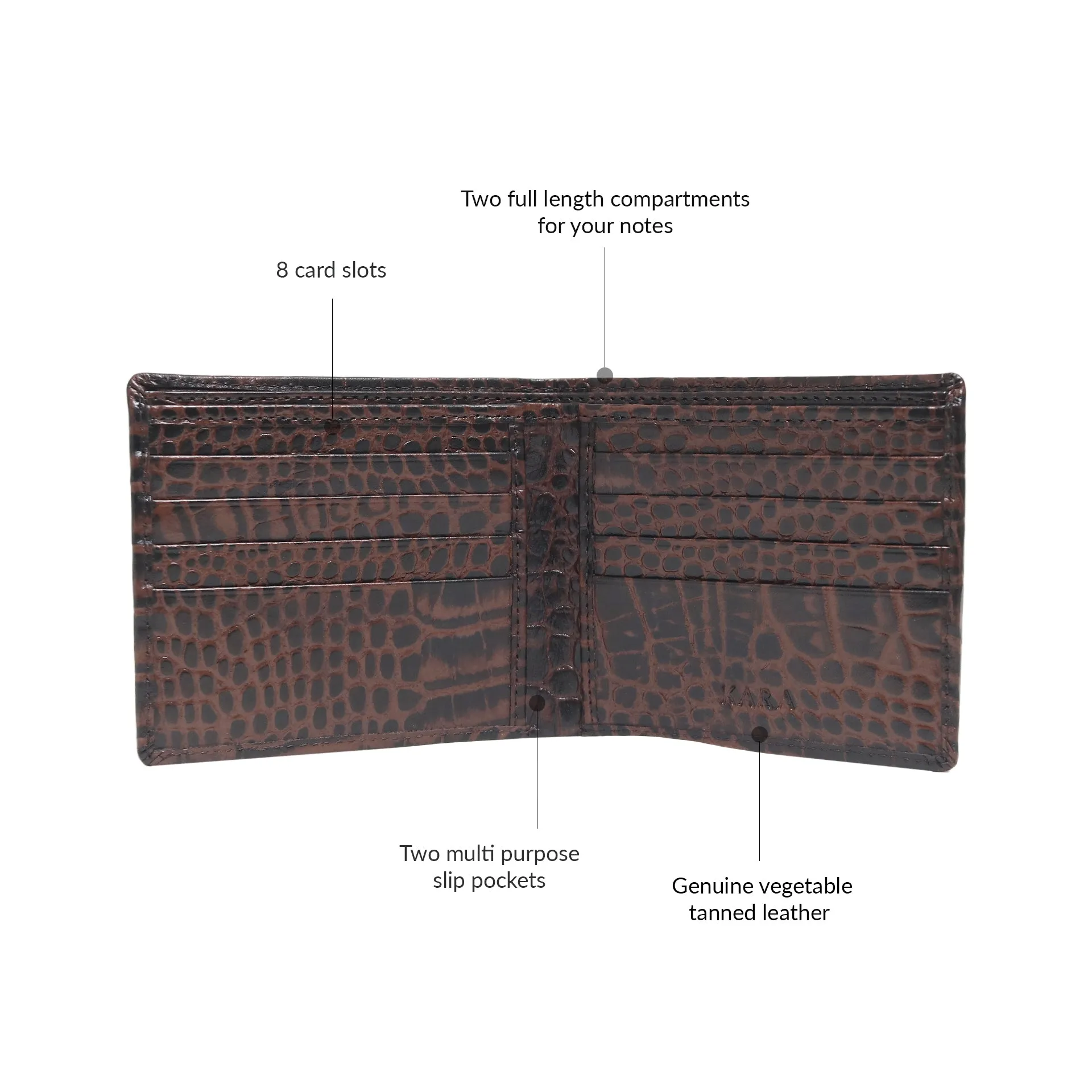 10148 Croco Brown Leather Bifold Wallet for Men