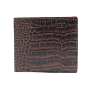 10148 Croco Brown Leather Bifold Wallet for Men