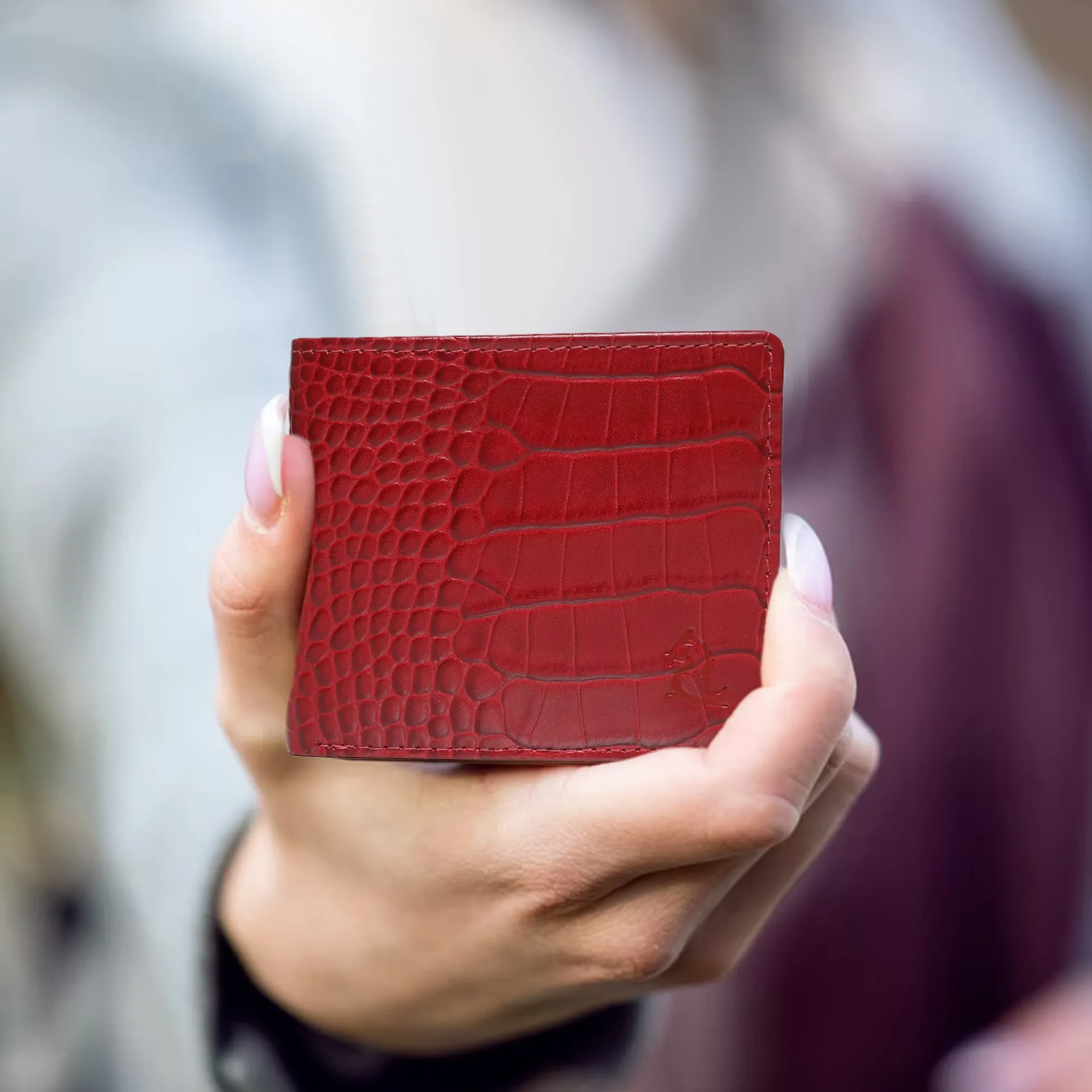 10148 Croco Brown Leather Bifold Wallet for Men