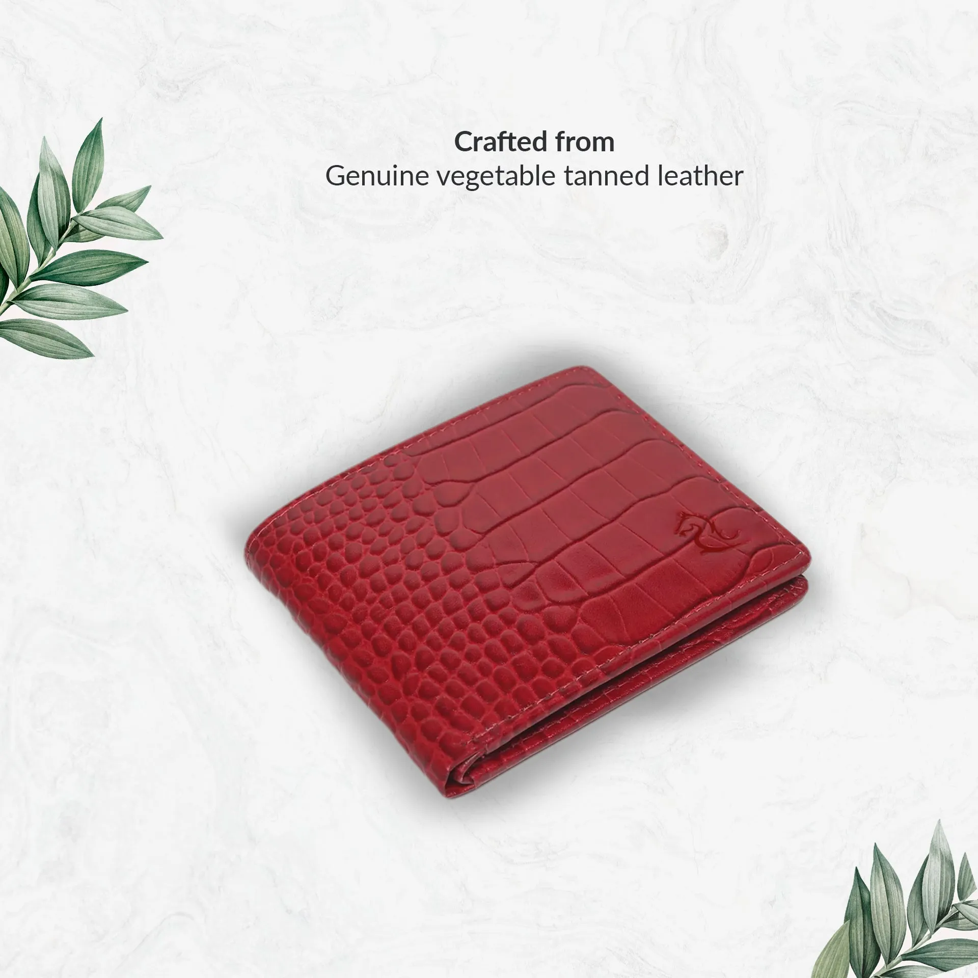 10148 Croco Brown Leather Bifold Wallet for Men