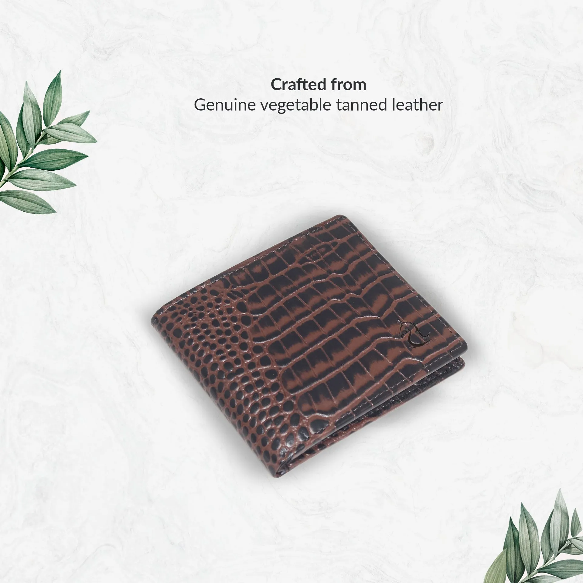 10148 Croco Brown Leather Bifold Wallet for Men