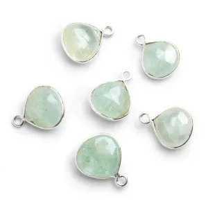 11mm Silver Bezeled Aquamarine Heart Pendant 1 Piece