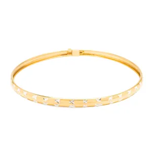 14K Gold Over Sterling Silver X Cut Bangle Bracelet