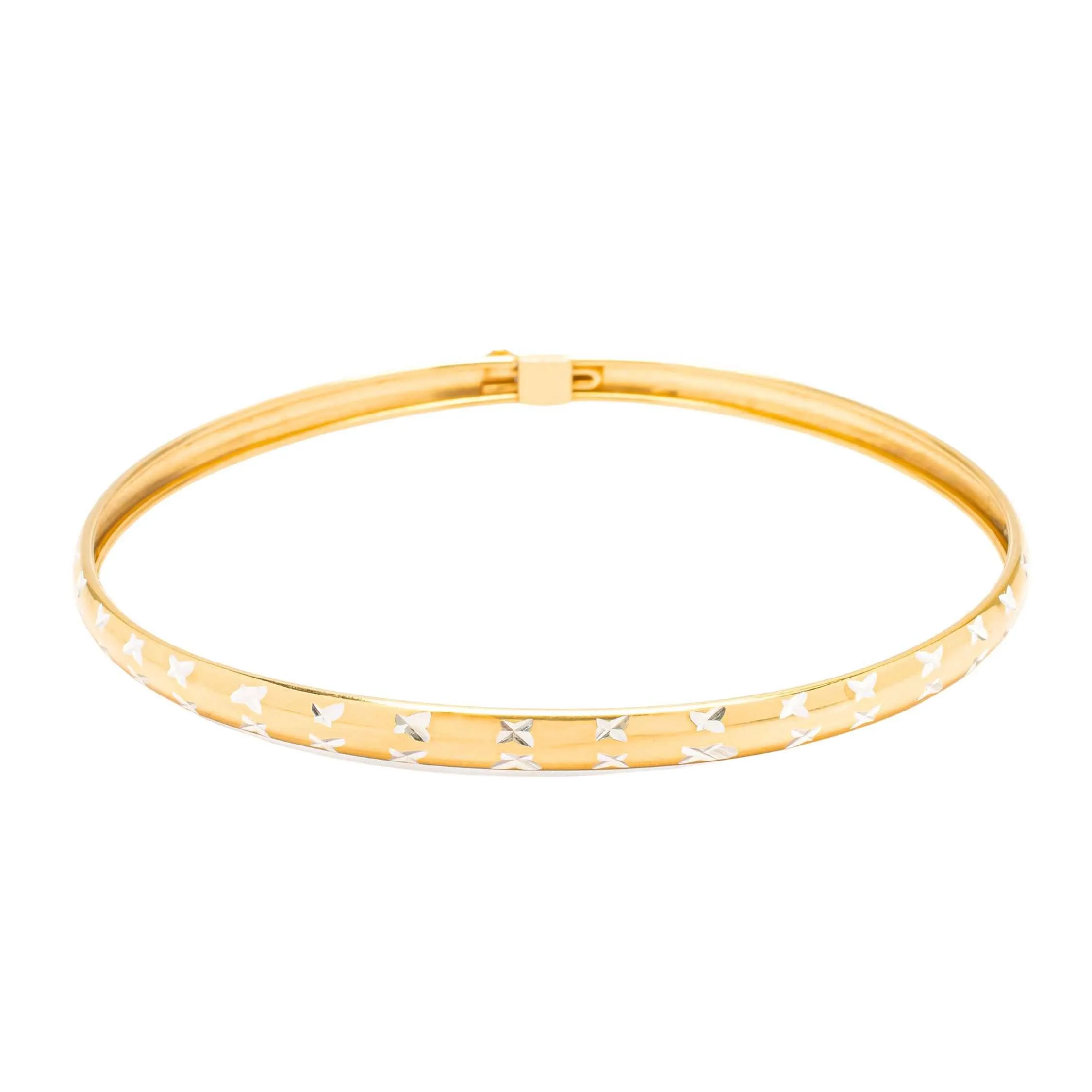 14K Gold Over Sterling Silver X Cut Bangle Bracelet