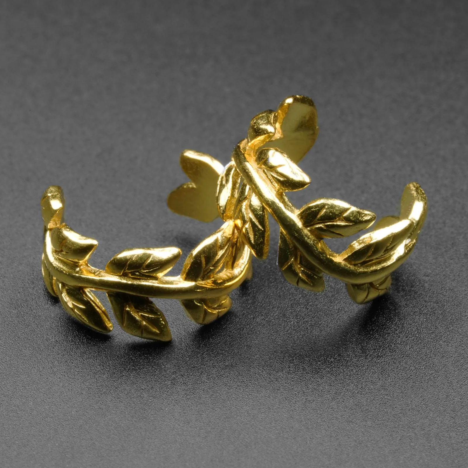 14k Gold Plated Vine Leaf 925 Silver Ear Cuff