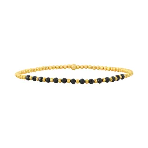 2MM Signature Bracelet with Black Spinel Gold Pattern