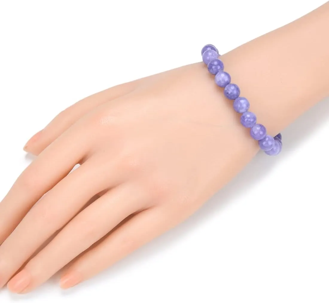 Adabele 1pc Natural Stretch Gemstone Bracelet 8mm (0.31") Bead 7 Inch to 8.5 inch Healing Crystal Energy Quartz Chakra Jewelry Women Men Birthday Gift