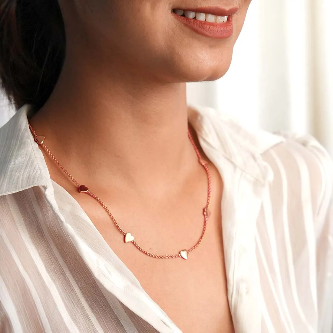 Amore Heart Station Necklace