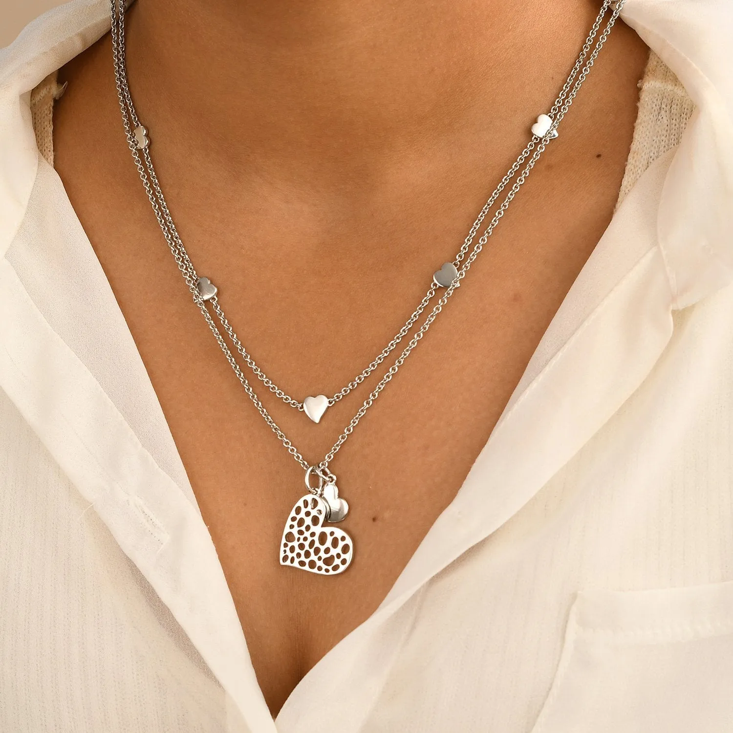 Amore Heart Station Necklace