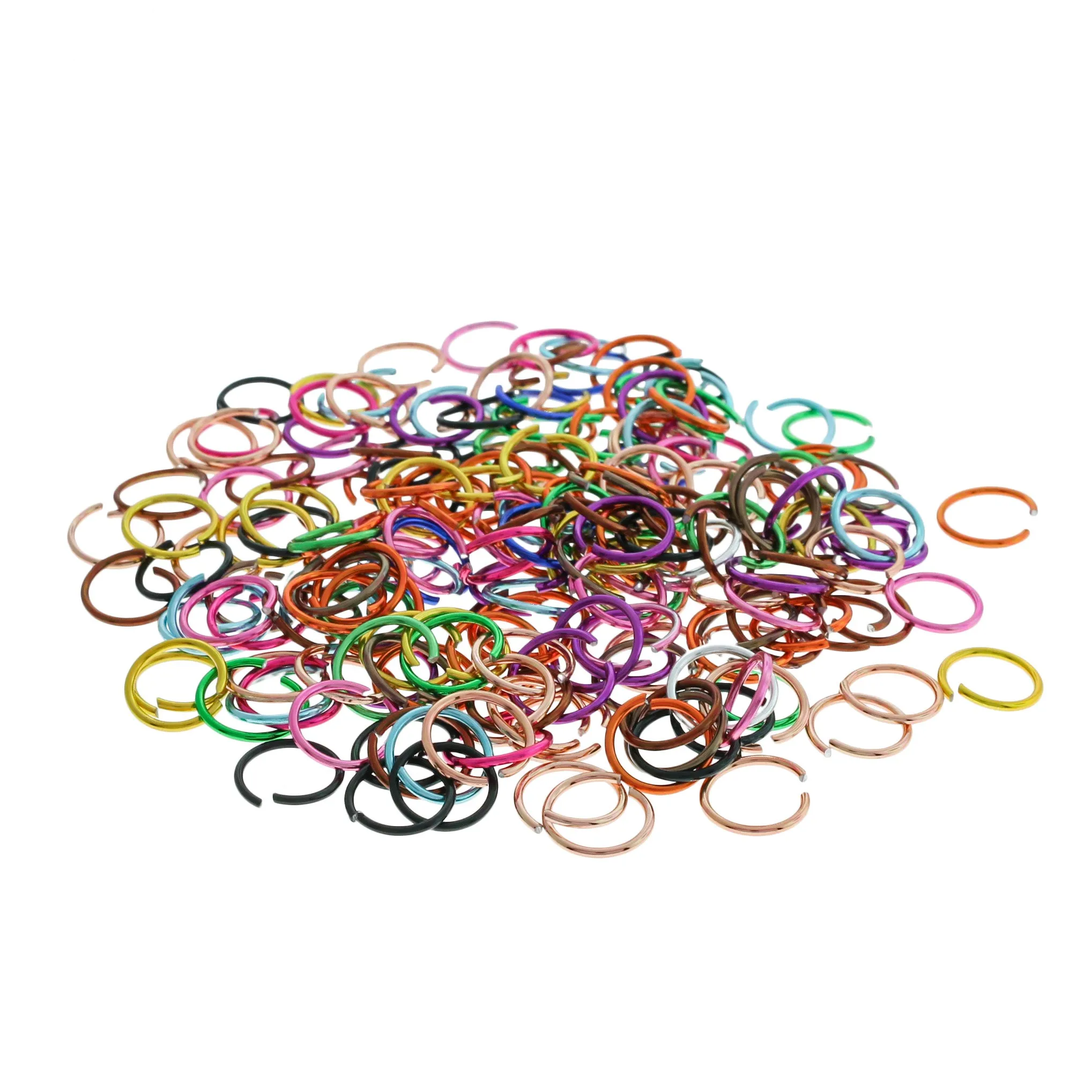 Assorted Rainbow Aluminum Jump Rings 10mm x 1mm - Open 18 Gauge - 200 Rings - J065