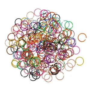 Assorted Rainbow Aluminum Jump Rings 10mm x 1mm - Open 18 Gauge - 200 Rings - J065