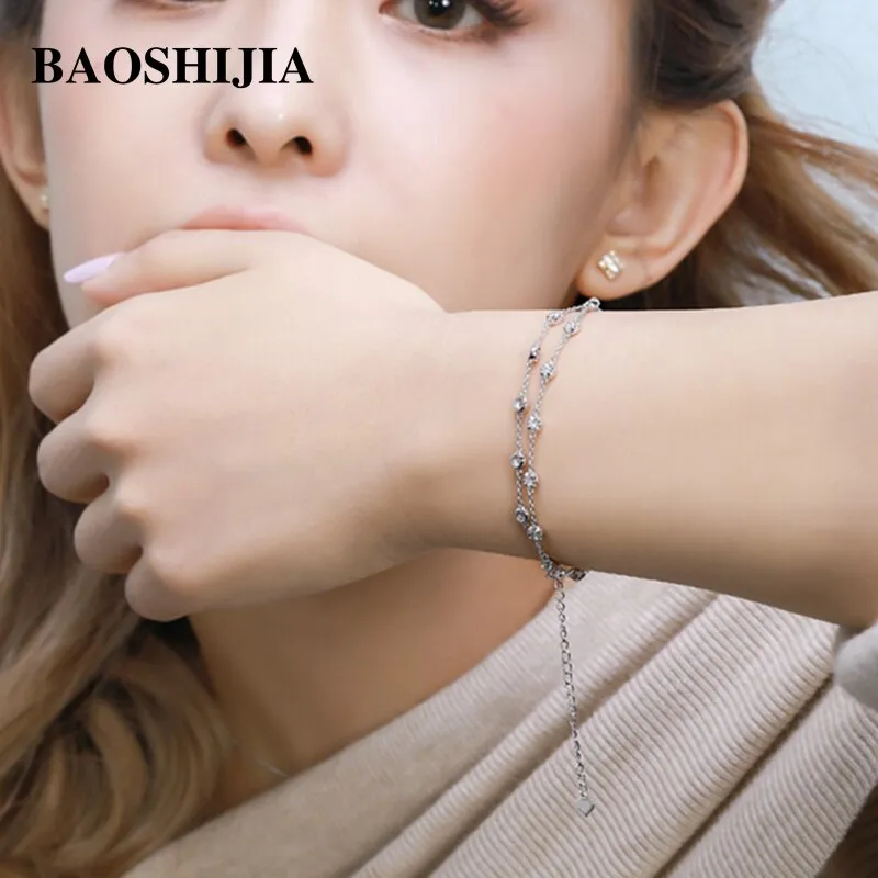 BAOSHIJIA Luxury Natural Diamonds Necklace Anniversary Solid 18k White Gold Women&#39;s Fashion Jewelry Delicated Texture