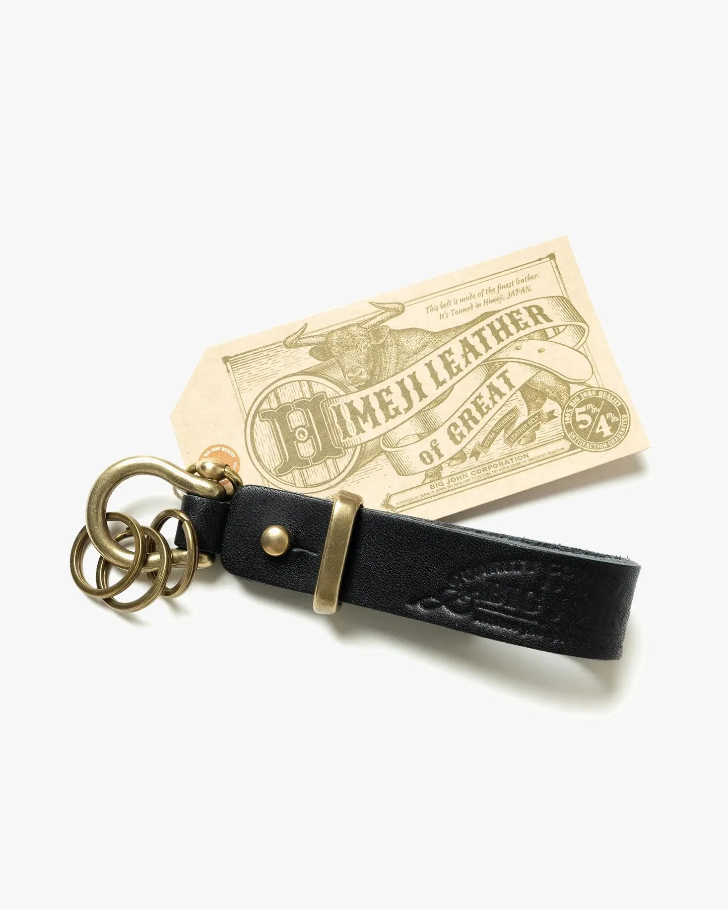 Big John VKYR05 Himeji Leather Key Ring - Black