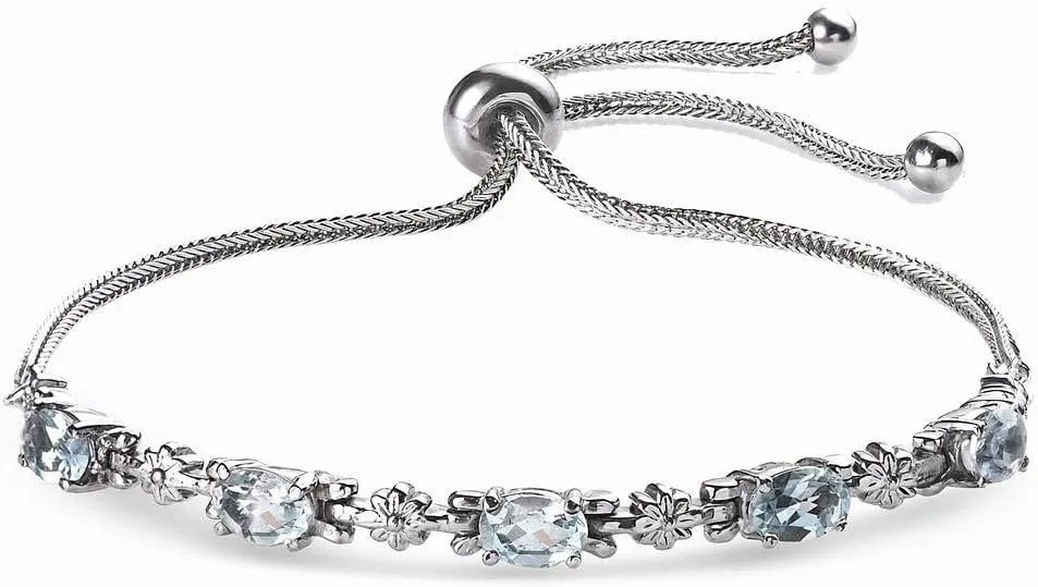 Birthstone Bracelets for Women - Charm Bolo Bracelet Adjustable Engagement Anniversary Wedding Promise Gemstone Jewelry Birthday Gifts