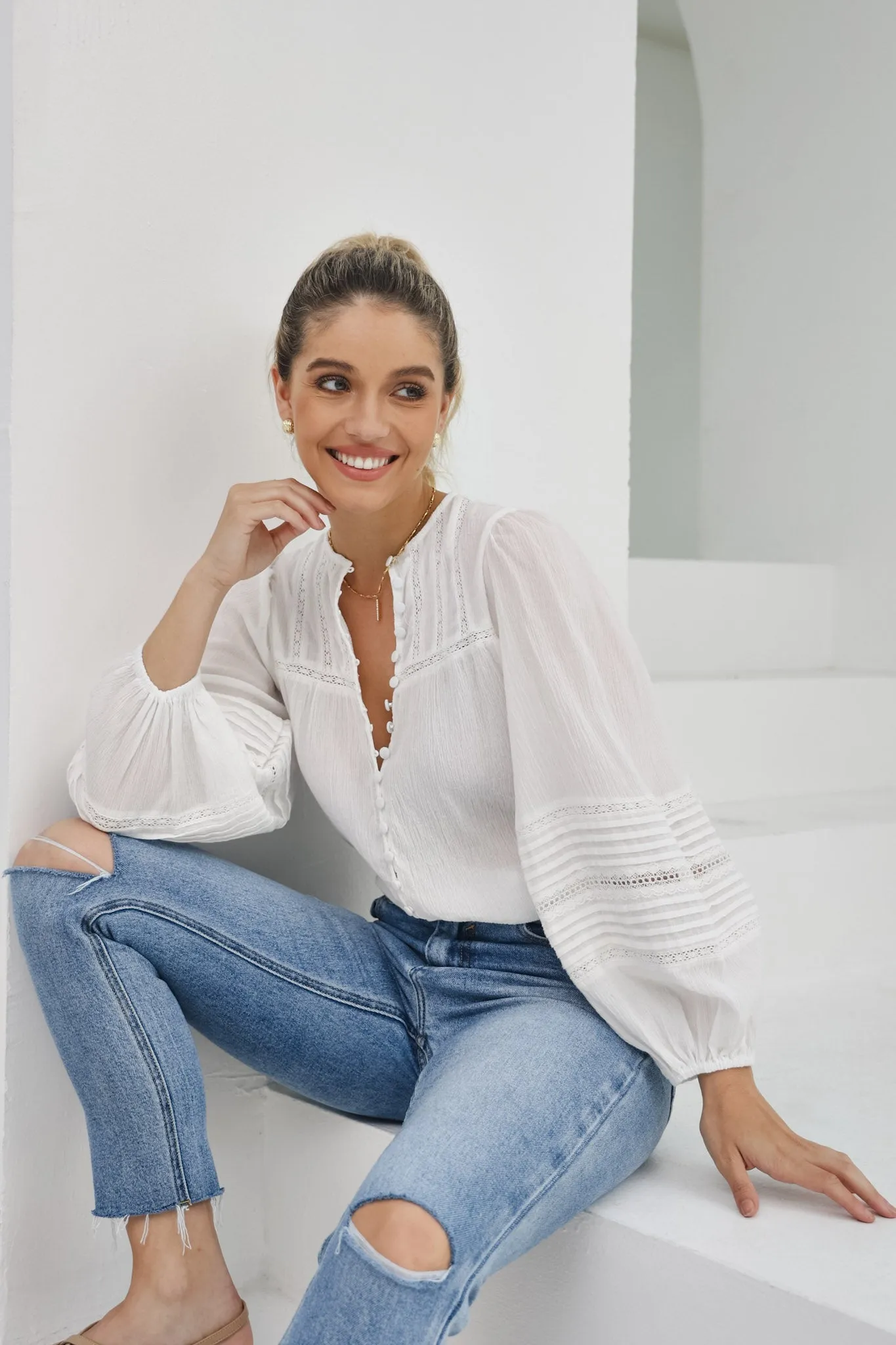 Blair White Lace Detail Blouse