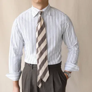 British Casual Striped Shirt Square Collar Business Slim Shirt