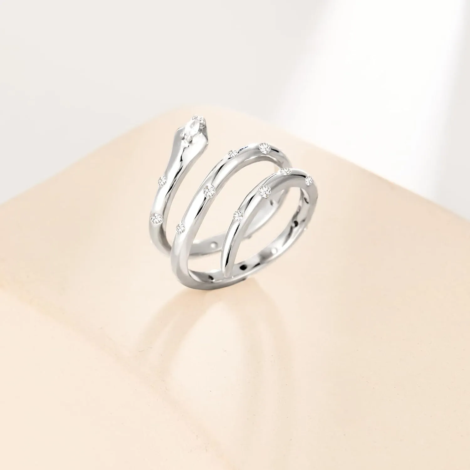 Cicy Bell 18k Gold Plated Snake Rings for Women Marquise Cubic Zirconia Retro Animal Statement Rings Trendy Jewelry