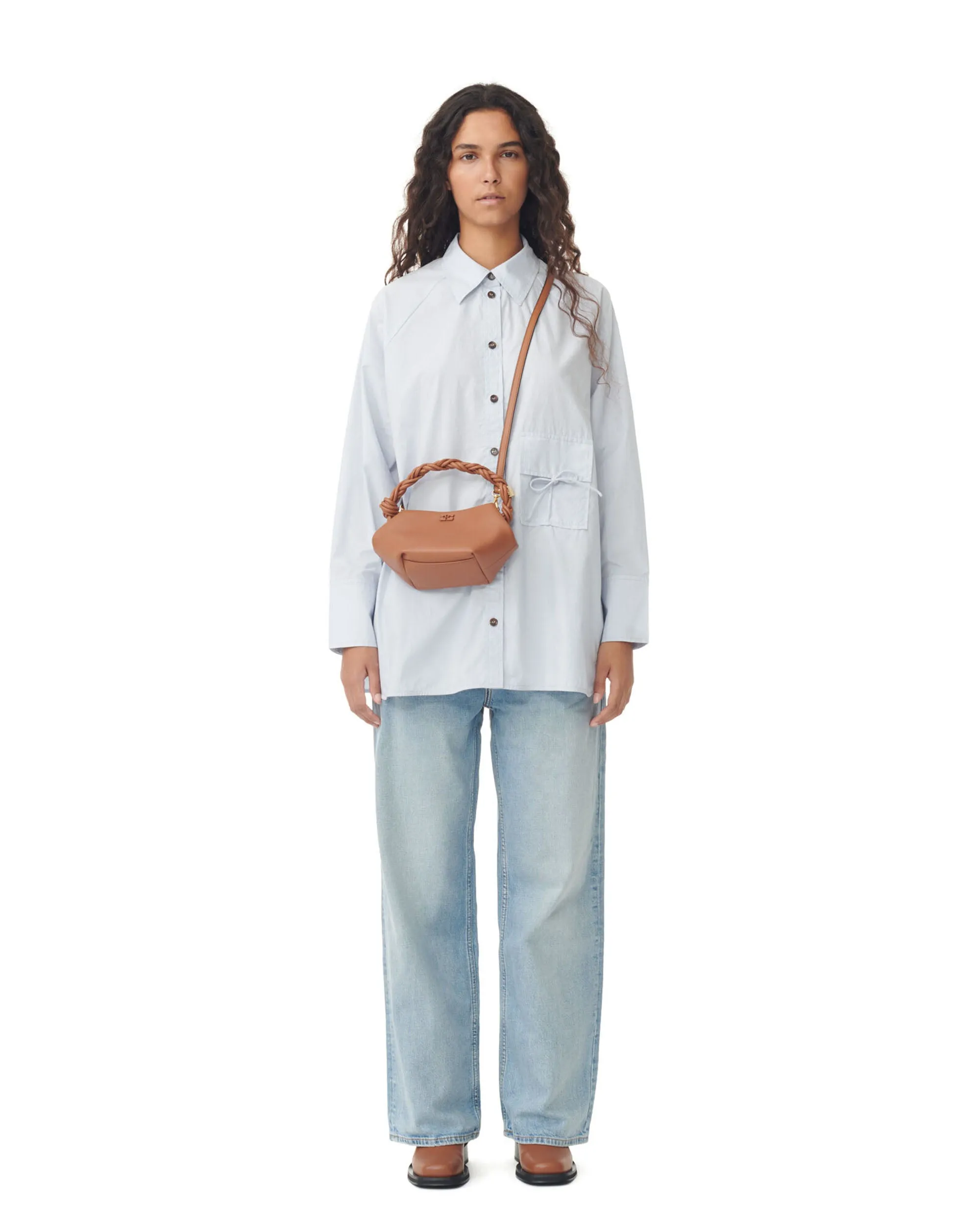 Cotton Poplin Oversize Raglan Shirt - Heather