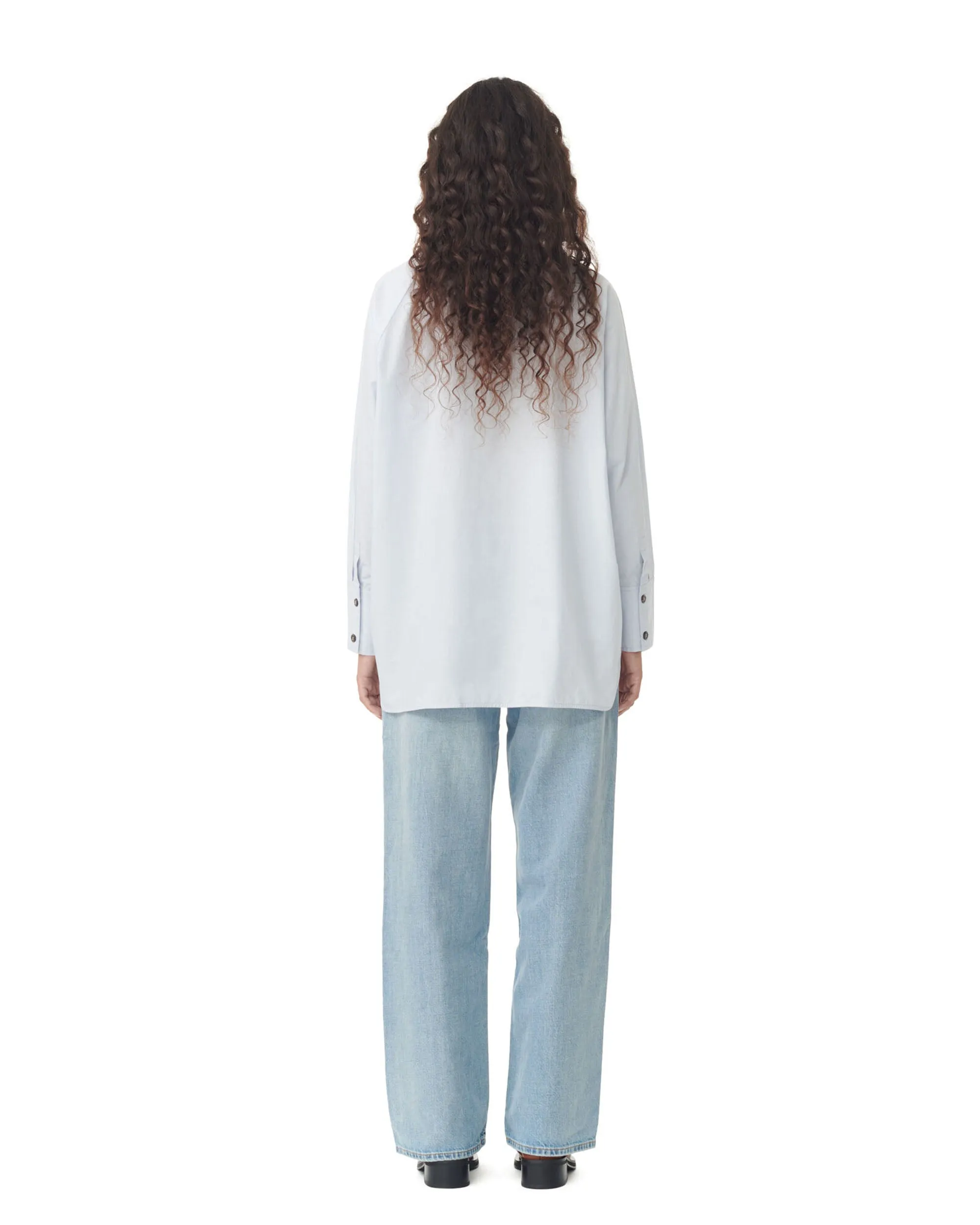 Cotton Poplin Oversize Raglan Shirt - Heather