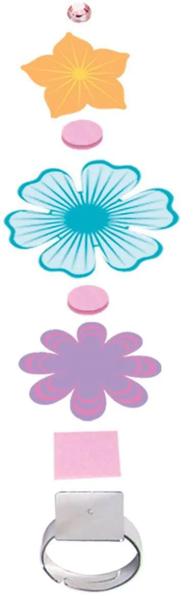 Creativity for Kids Rhinestone Rings Mini Jewelry Making Kit – Makes 6 Flower Rings, Multicolor