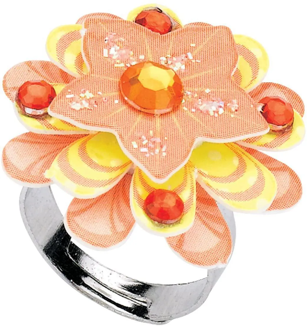 Creativity for Kids Rhinestone Rings Mini Jewelry Making Kit – Makes 6 Flower Rings, Multicolor