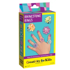 Creativity for Kids Rhinestone Rings Mini Jewelry Making Kit – Makes 6 Flower Rings, Multicolor