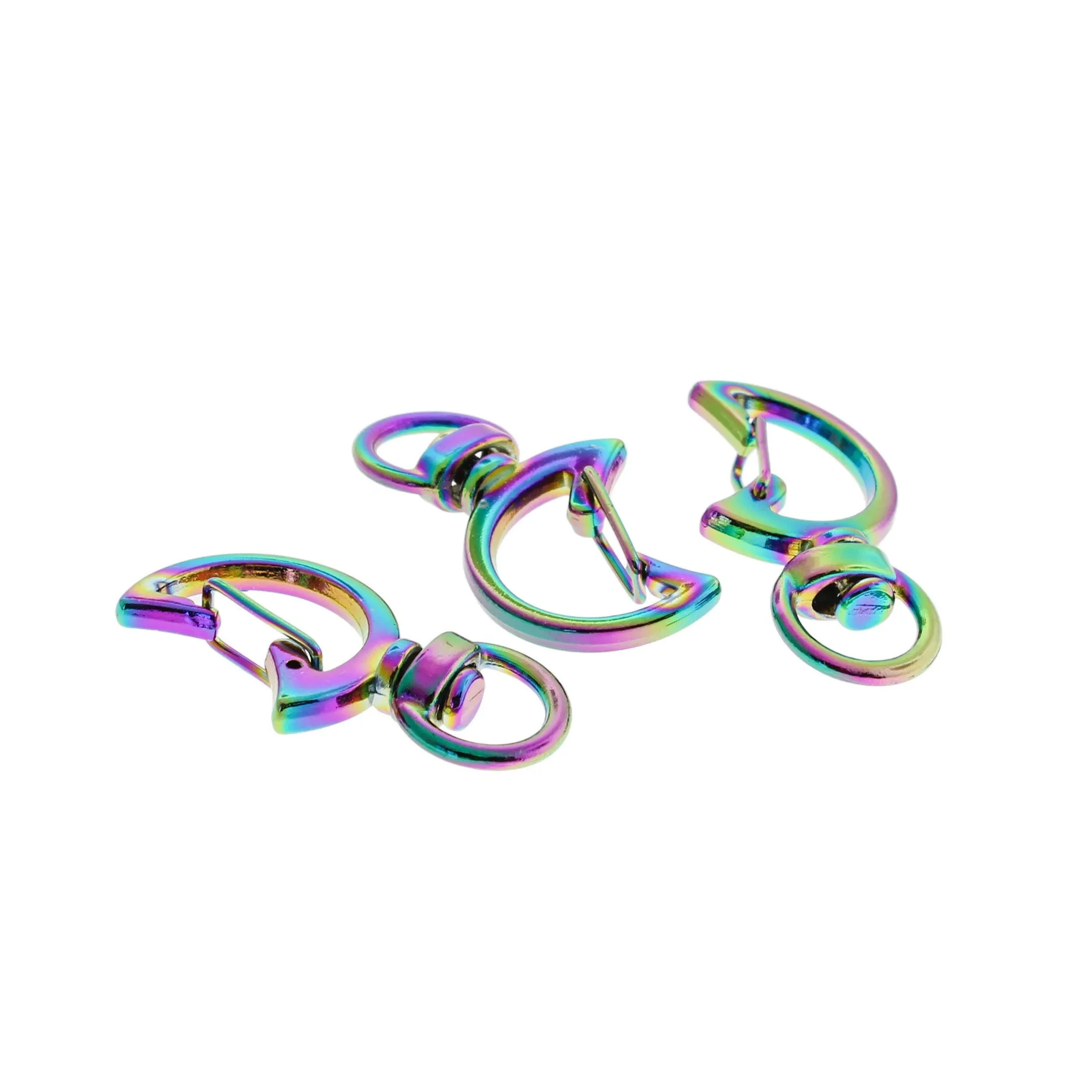 Crescent Moon Rainbow Electroplated Key Rings - 35mm x 17mm - 2 Pieces - FD128