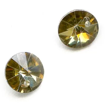 Crystal Gold Pendants, Swarovski Rivoli Article 6200. 6mm. Pkg 2. b11-cr-0544