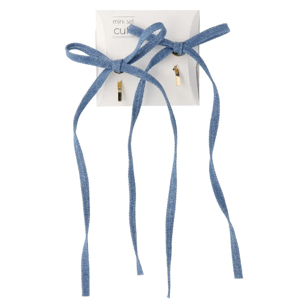 Denim Long Tail Bow Pony Hook