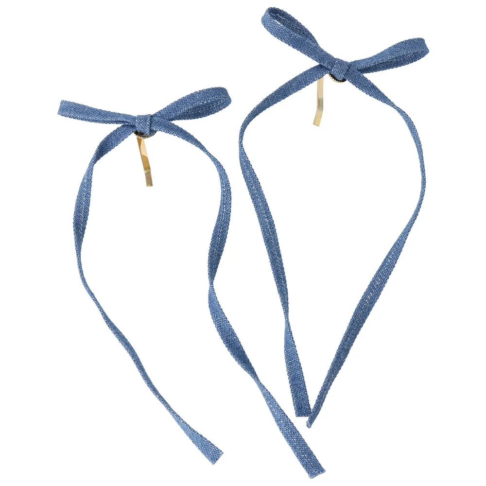 Denim Long Tail Bow Pony Hook