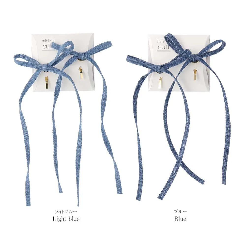 Denim Long Tail Bow Pony Hook