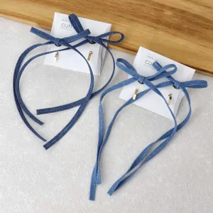 Denim Long Tail Bow Pony Hook