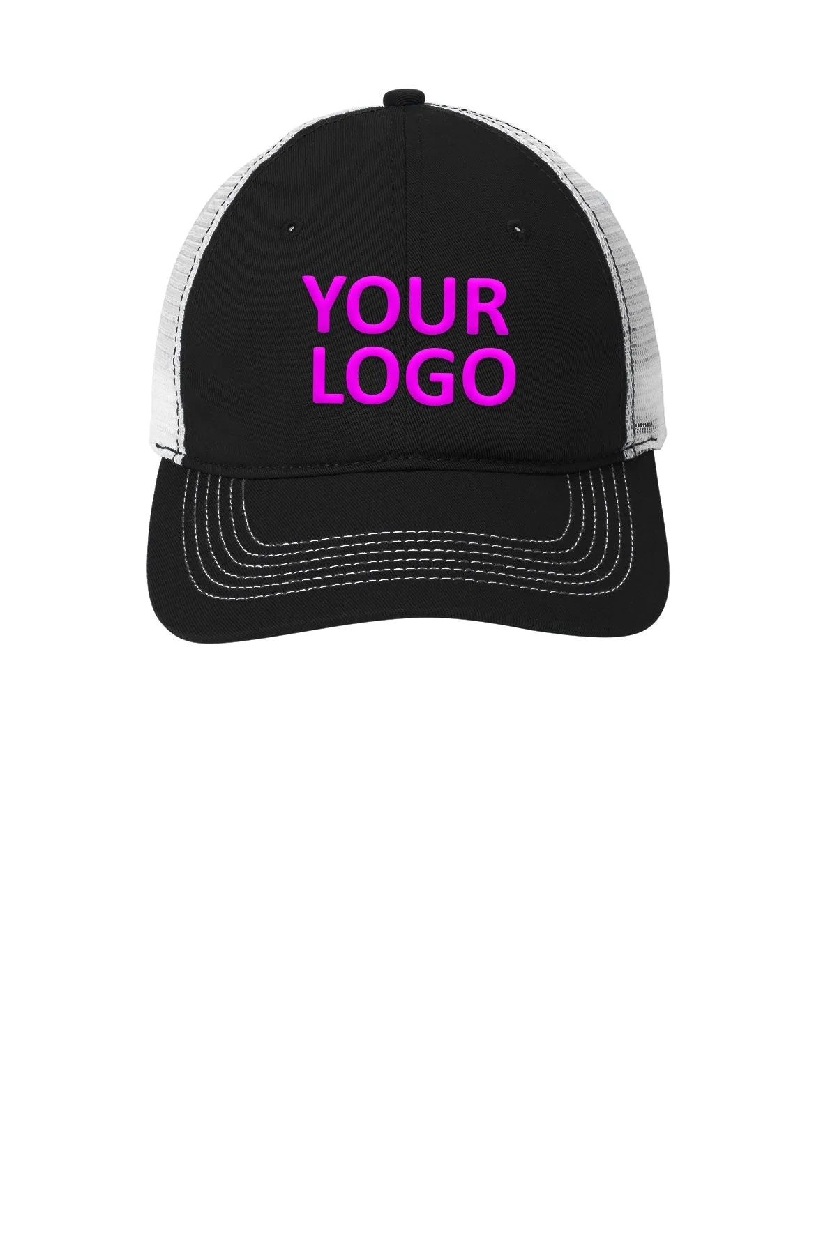 District Mesh Back Caps, Black/ White