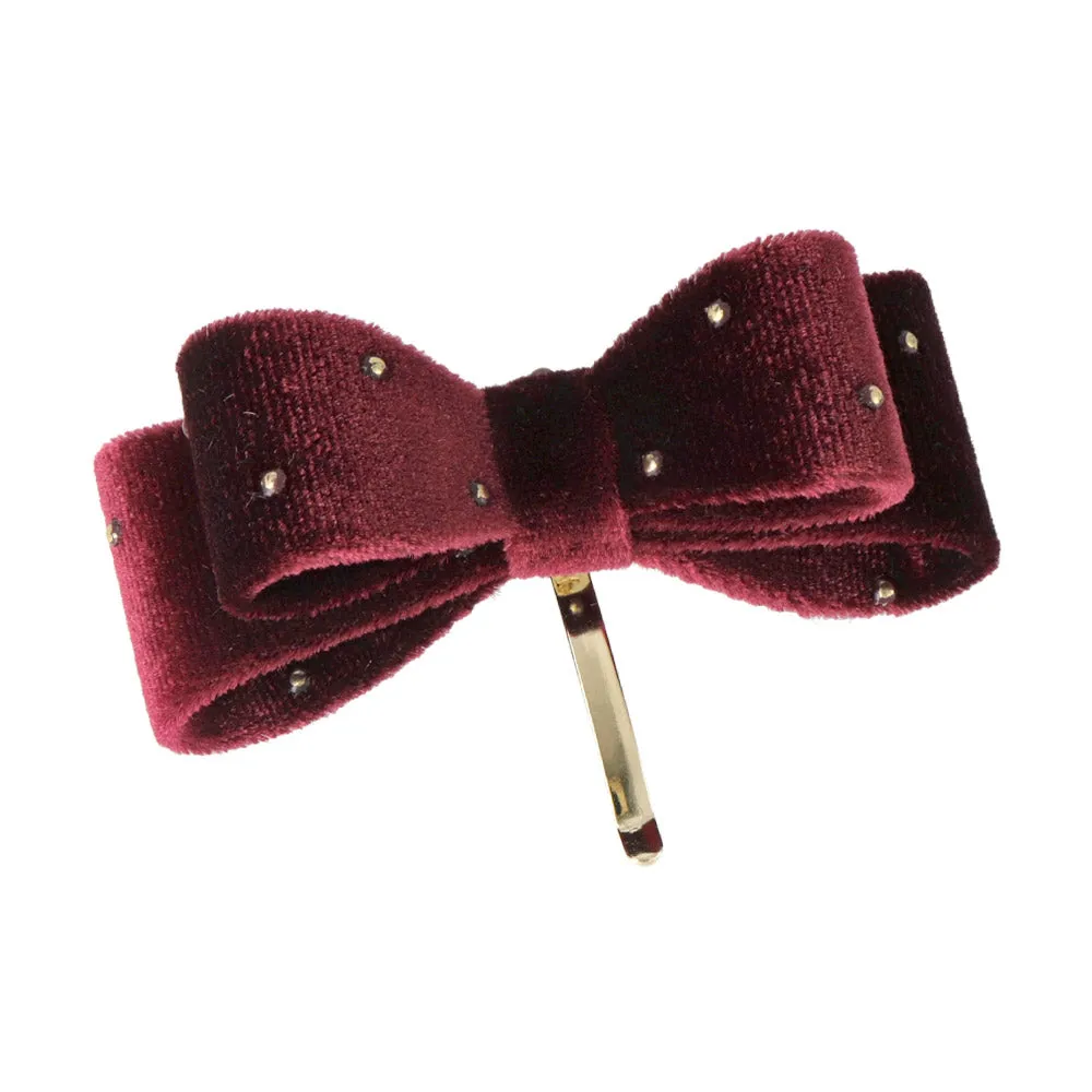 Dot Velvet Bow Pony Hook