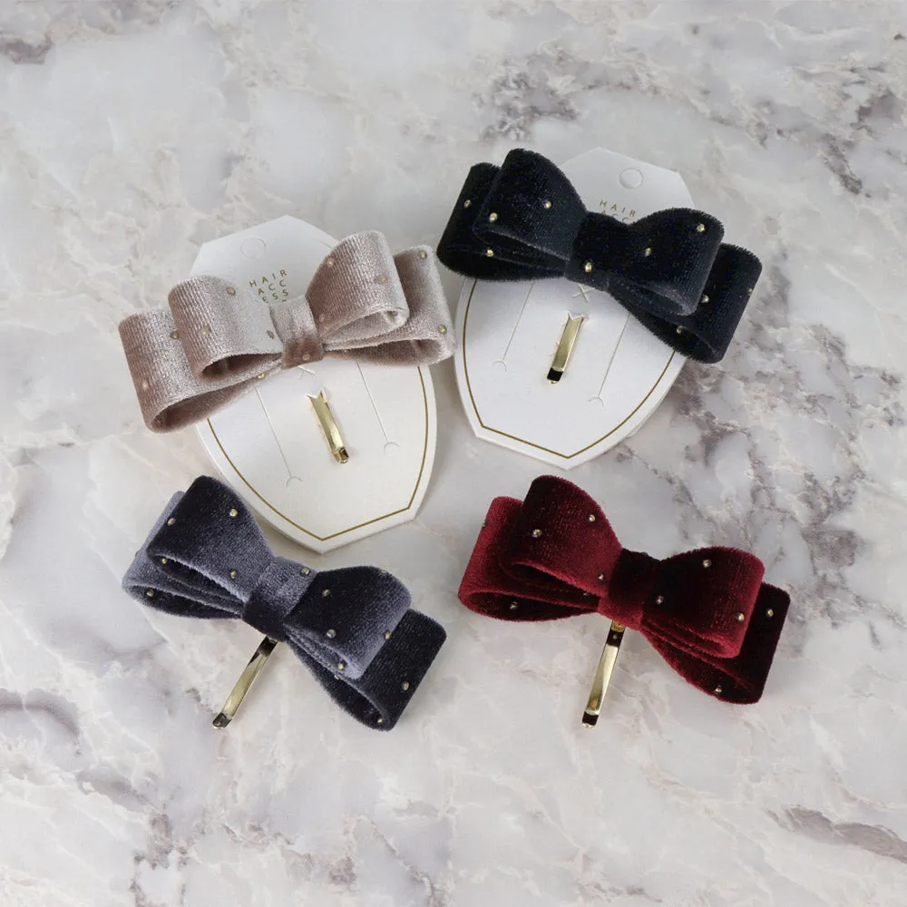 Dot Velvet Bow Pony Hook