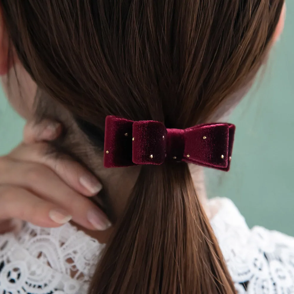 Dot Velvet Bow Pony Hook
