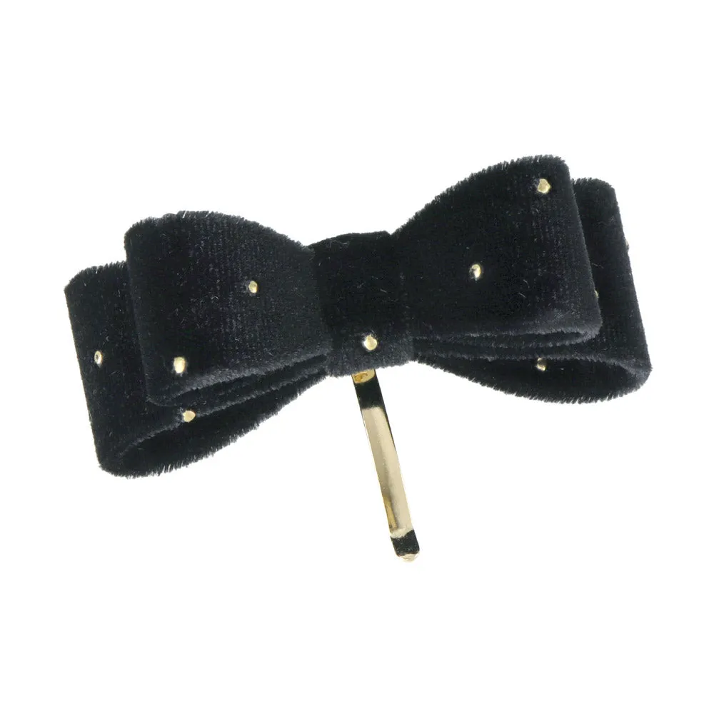 Dot Velvet Bow Pony Hook